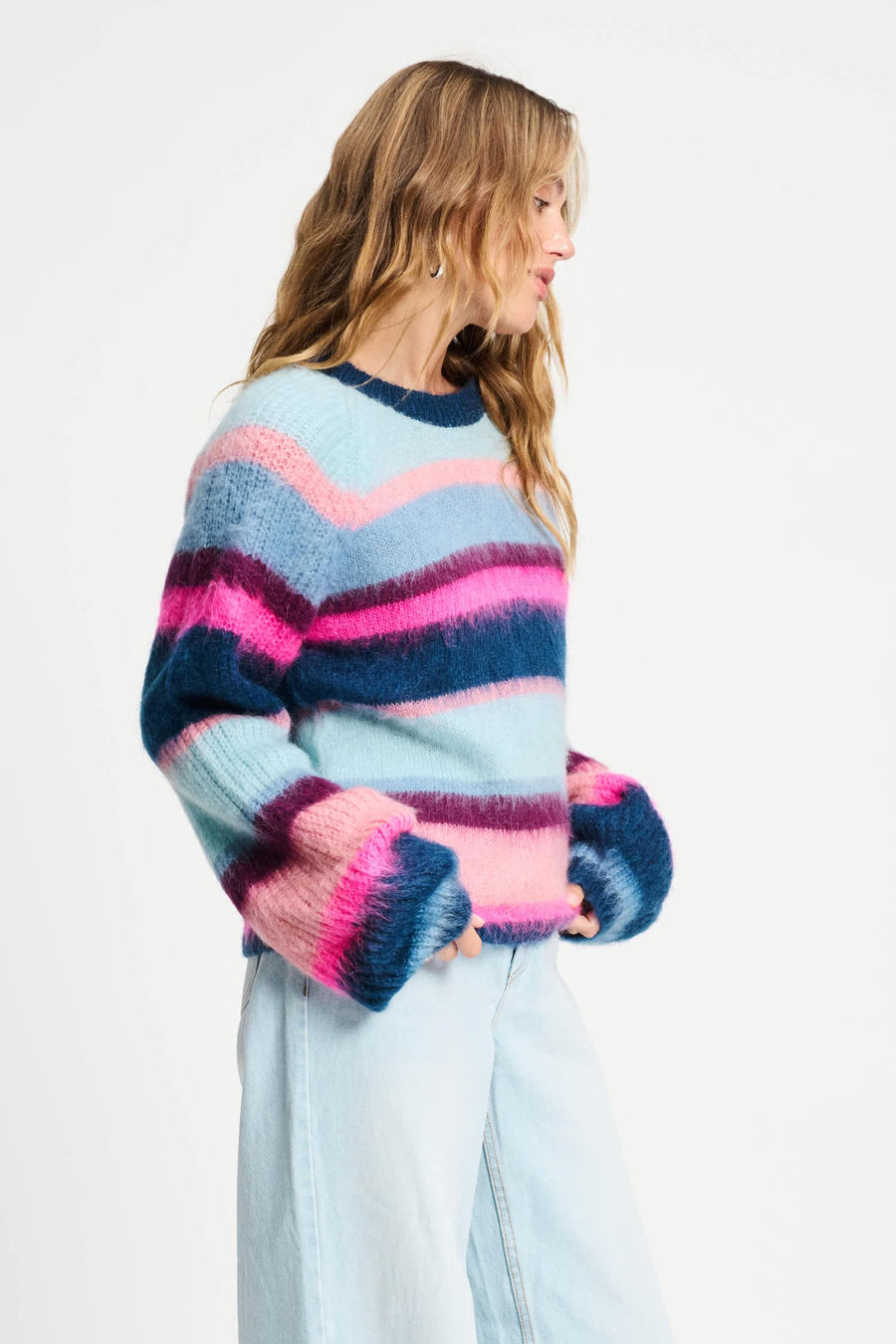 Trui POM- Brushed Stripes Blue