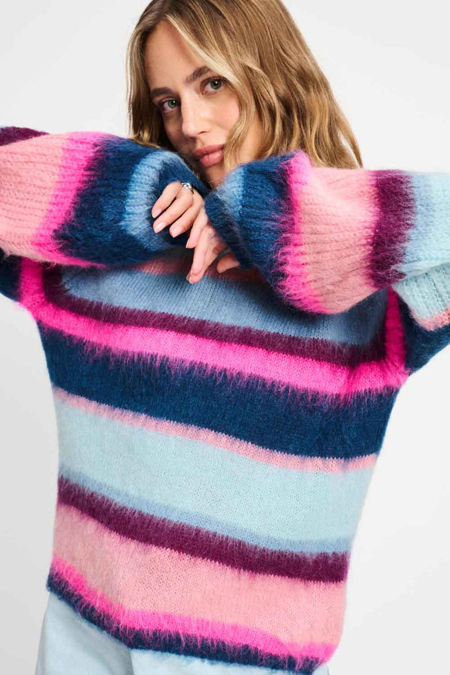 Trui POM- Brushed Stripes Blue